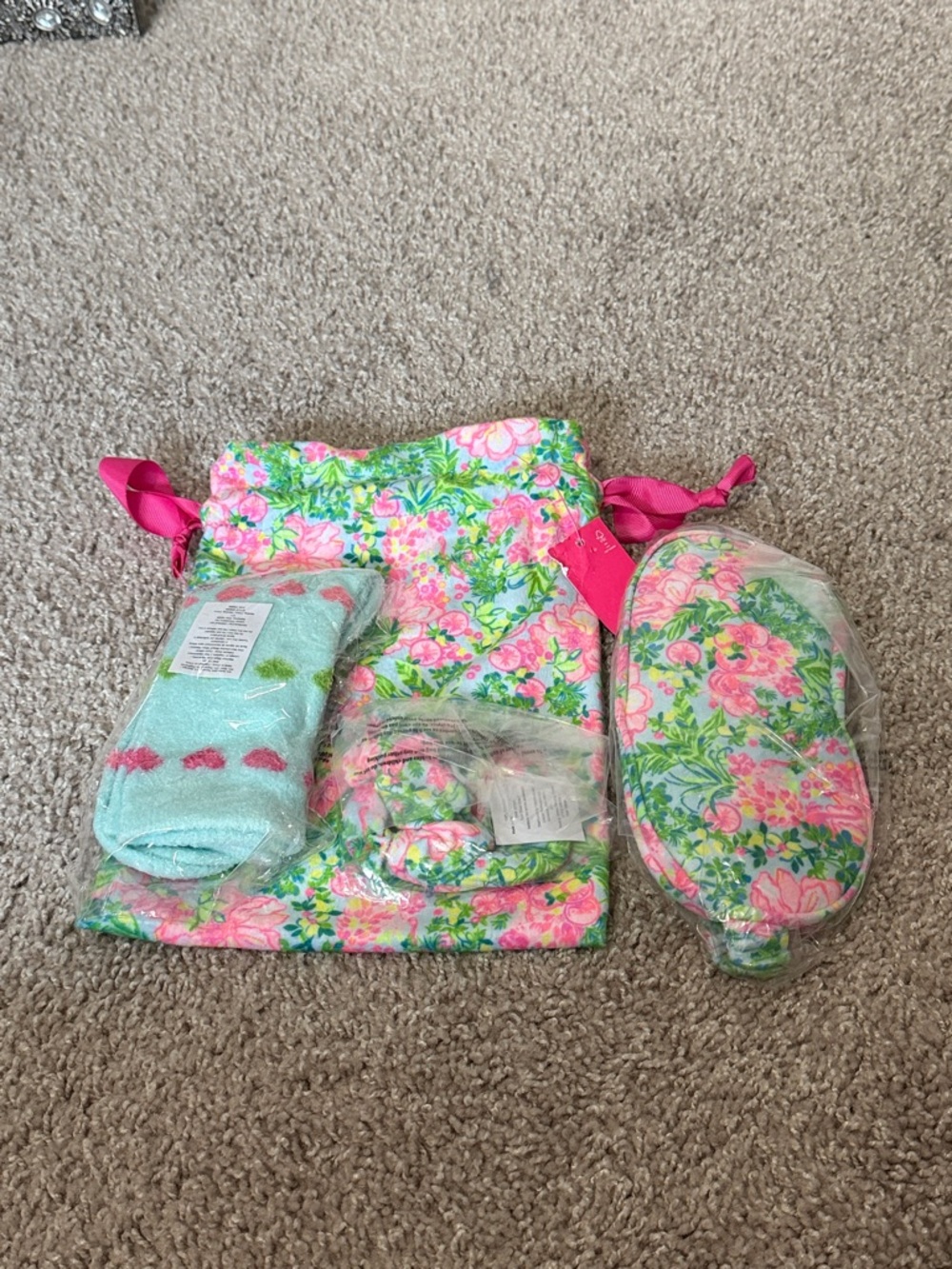 Lilly Pulitzer Pink Green Floral Hair Accessory Set